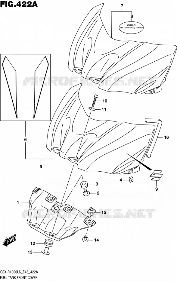 FUEL TANK FRONT COVER (GSX-R1000L6 E43) Suzuki MOTO 1000 GSX-R 2016  GSX-R1000 L6 (E43)