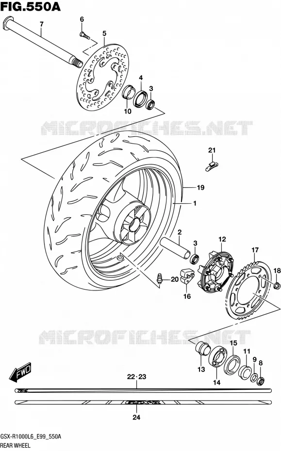 REAR WHEEL Suzuki MOTO 1000 GSX-R 2016  GSX-R1000 L6 (E99)