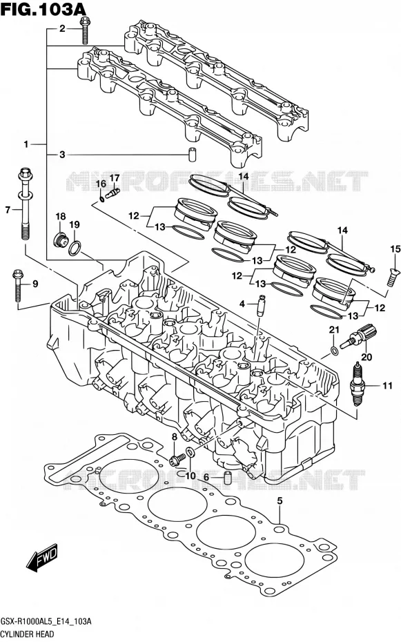 CYLINDER HEAD Suzuki MOTO 1000 GSX-R 2015  GSX-R1000A L5 (E14)