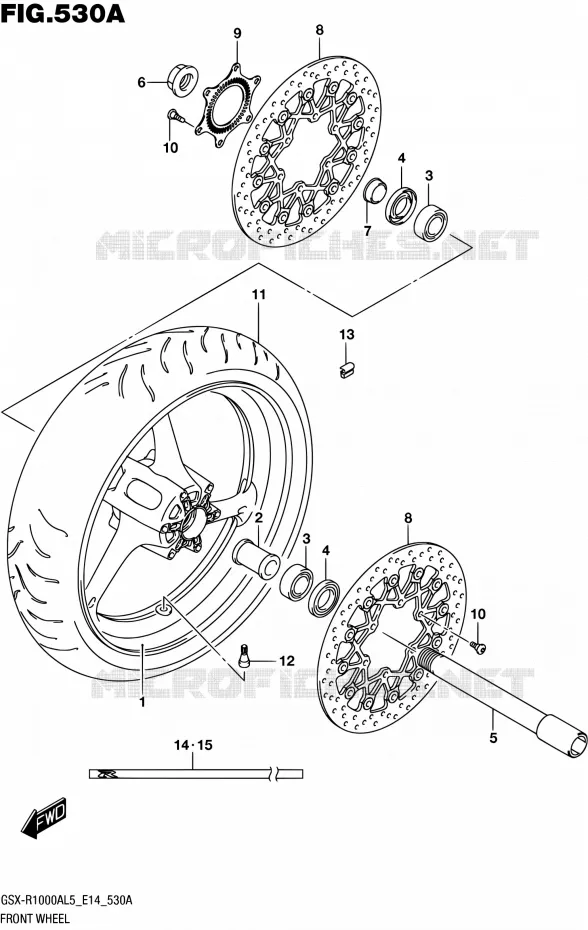 FRONT WHEEL Suzuki MOTO 1000 GSX-R 2015  GSX-R1000A L5 (E14)