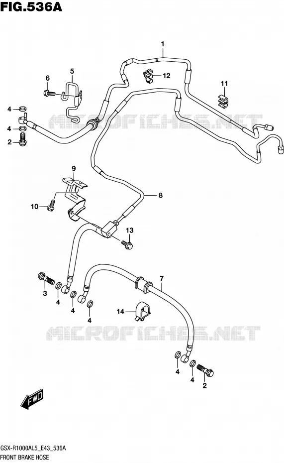 FRONT BRAKE HOSE Suzuki MOTO 1000 GSX-R 2015  GSX-R1000A L5 (E43)