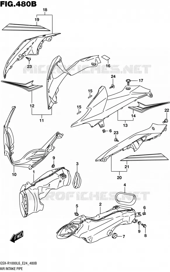 AIR INTAKE PIPE (AJP,JSP) Suzuki MOTO 1000 GSX-R 2016  GSX-R1000A L6 (E24)