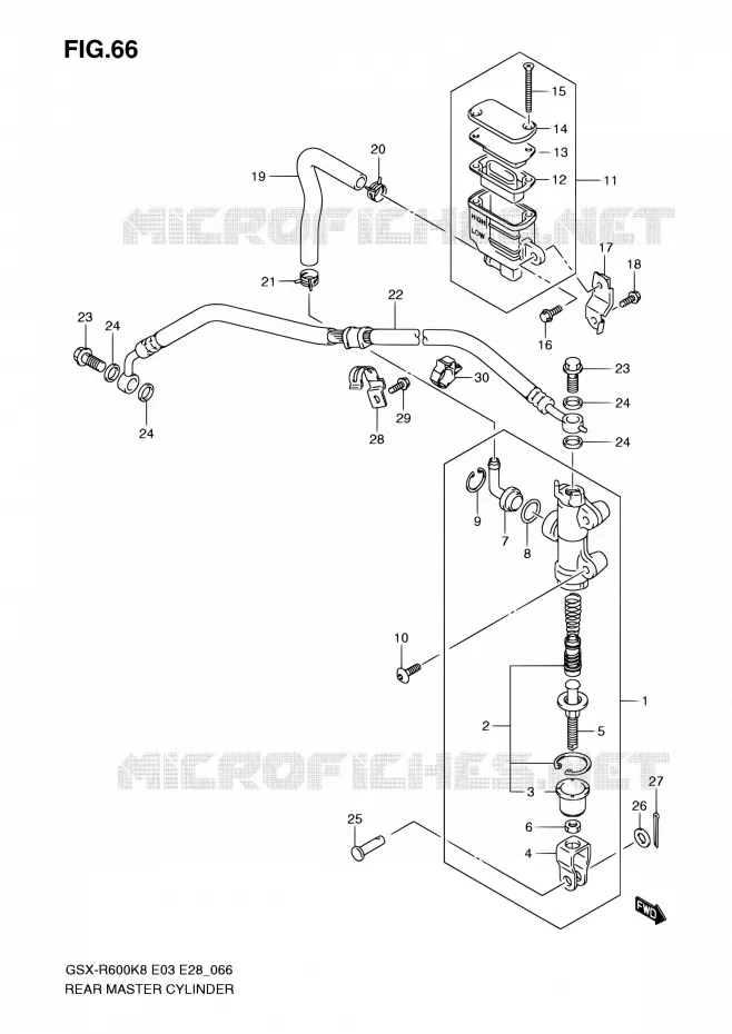 REAR MASTER CYLINDER Suzuki MOTO 600 GSX-R 2010  GSX-R600 L0 (E03,E28,E33)