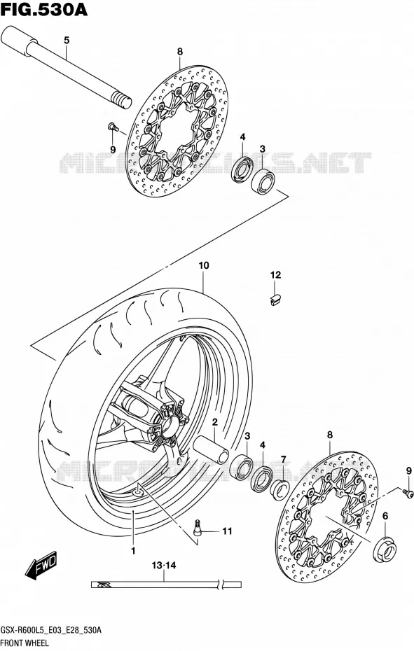 FRONT WHEEL Suzuki MOTO 600 GSX-R 2015  GSX-R600 L5 (E03,E28,E33)