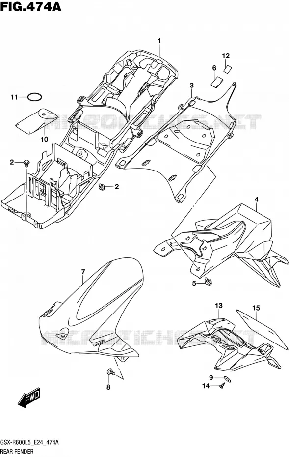 REAR FENDER Suzuki MOTO 600 GSX-R 2015  GSX-R600 L5 (E24)