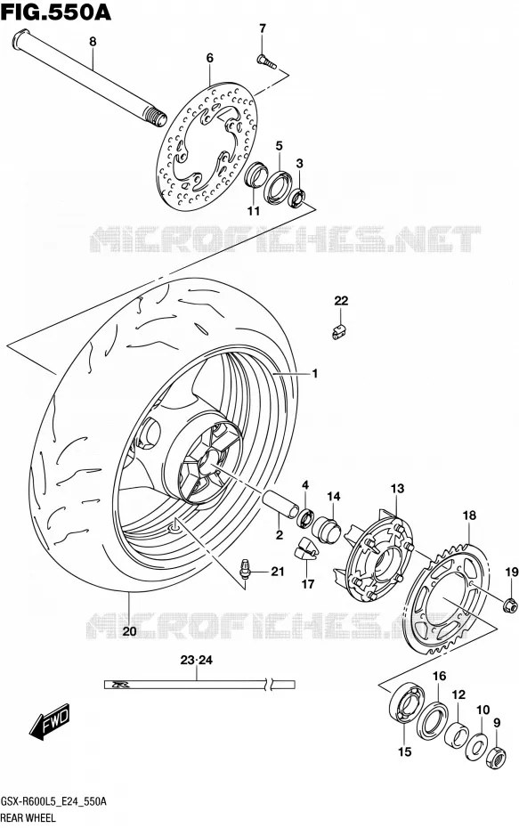 REAR WHEEL Suzuki MOTO 600 GSX-R 2015  GSX-R600 L5 (E24)