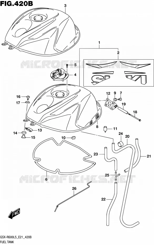 FUEL TANK (GSX-R600UFL5 E21) Suzuki MOTO 600 GSX-R 2015  GSX-R600UF L5 (E21)