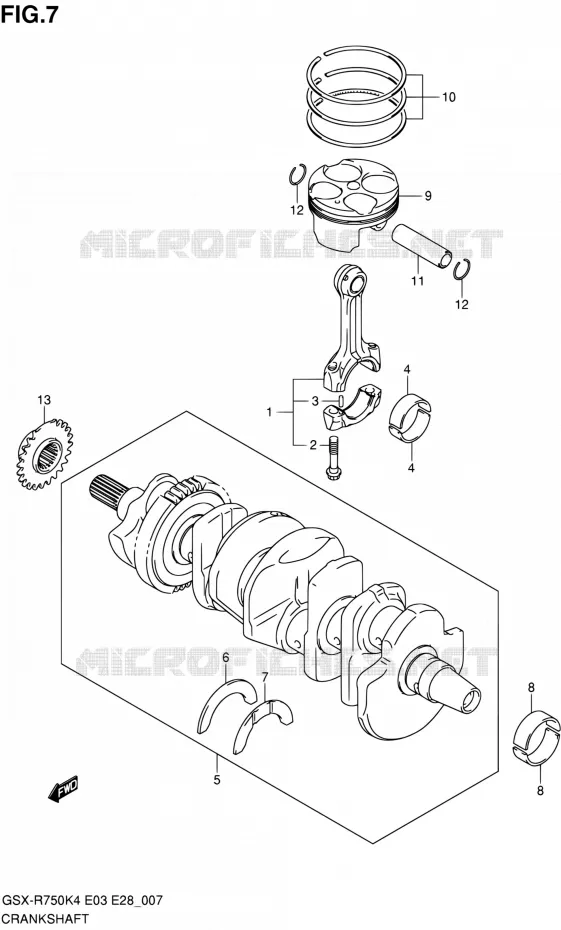 CRANKSHAFT Suzuki MOTO 750 GSX-R 2004  GSX-R750 K5/GSX-R750X K5 (E03,E28,E33)