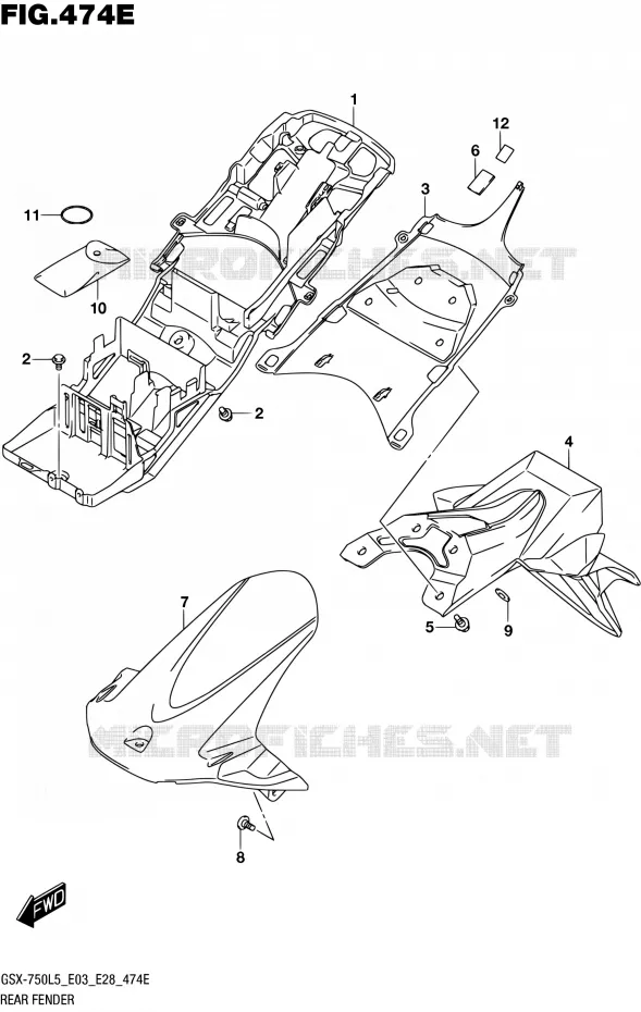 REAR FENDER (GSX-R750L5 E33) Suzuki MOTO 750 GSX-R 2015  GSX-R750 L5 (E03,E28,E33)