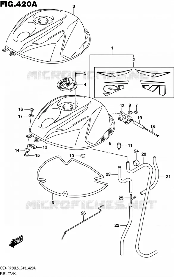 FUEL TANK Suzuki MOTO 750 GSX-R 2015  GSX-R750 L5 (E43)