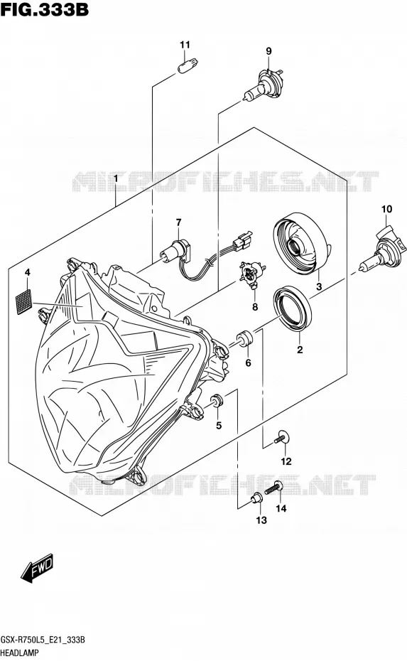 HEADLIGHT (GSX-R750UFL5 E21) Suzuki MOTO 750 GSX-R 2015  GSX-R750UF L5 (E21)