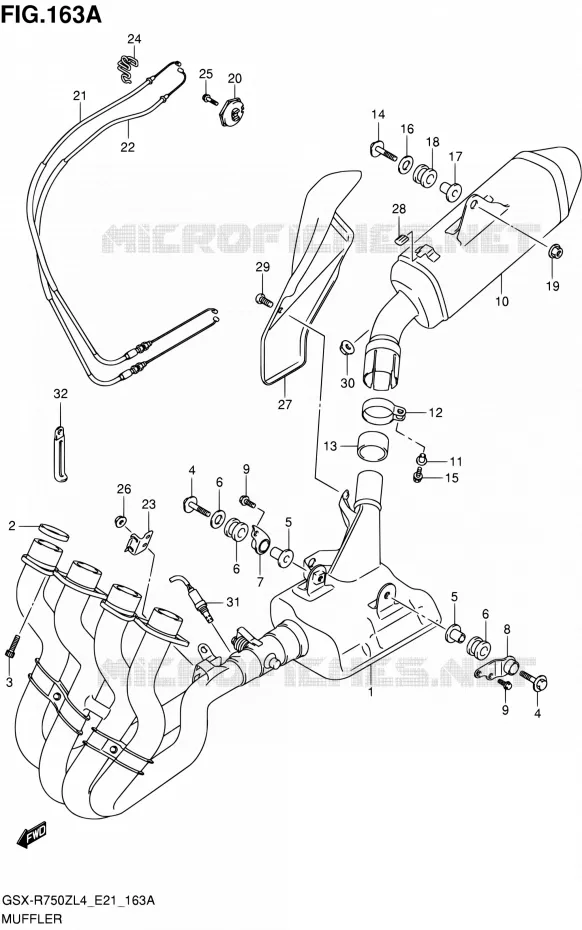 MUFFLER Suzuki MOTO 750 GSX-R 2014  GSX-R750ZUF L4 (E21)