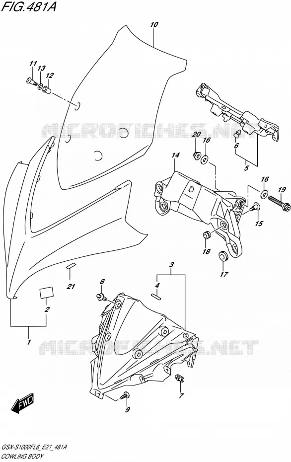 FAIRING - LABELS Suzuki MOTO 1000 GSX-S 2015  GSX-S1000FUF L6 (E21)