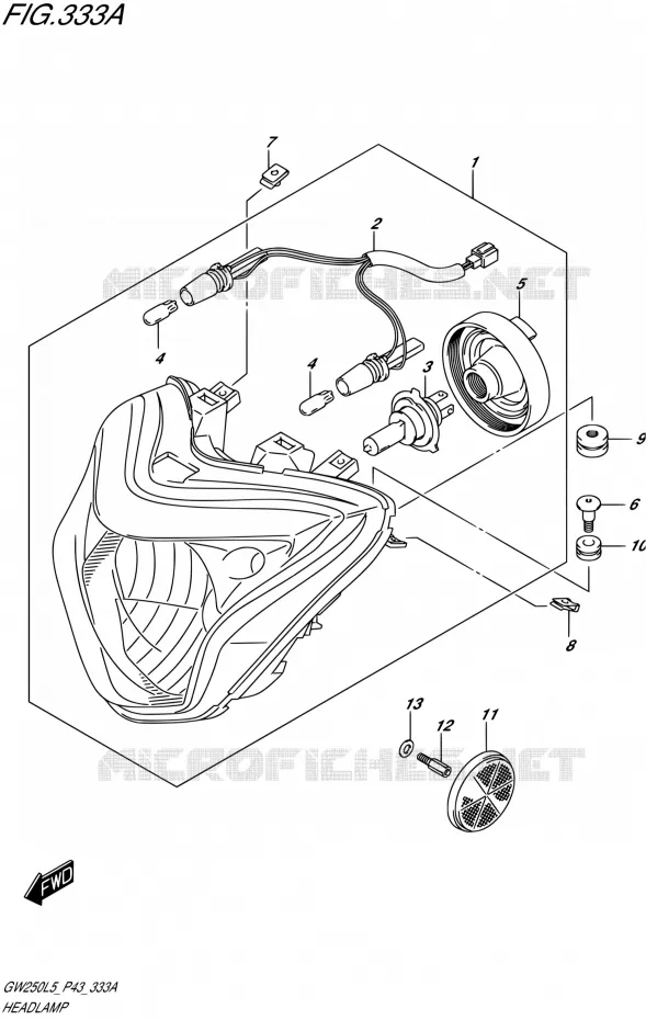 HEADLIGHT Suzuki MOTO 250 INAZUMA 2015  GW250 L5 (P43)