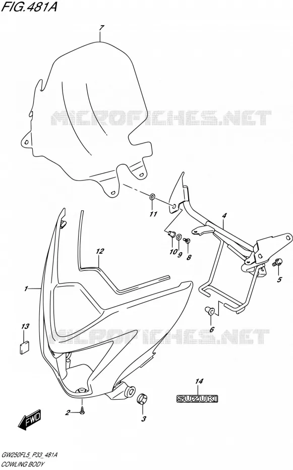FAIRING - LABELS Suzuki MOTO 250 INAZUMA 2015  GW250F L5 (P03,P28,P33)