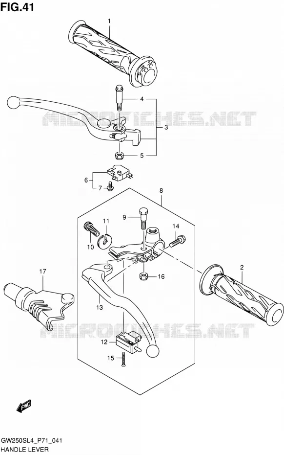 HANDGRIPS - LEVERS  Suzuki MOTO 250 INAZUMA 2014  GW250S L4 (P71)