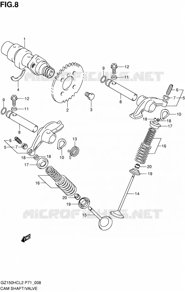CAMSHAFT - VALVES Suzuki MOTO 150 GZ 2012  GZ150HC L2 (P71)
