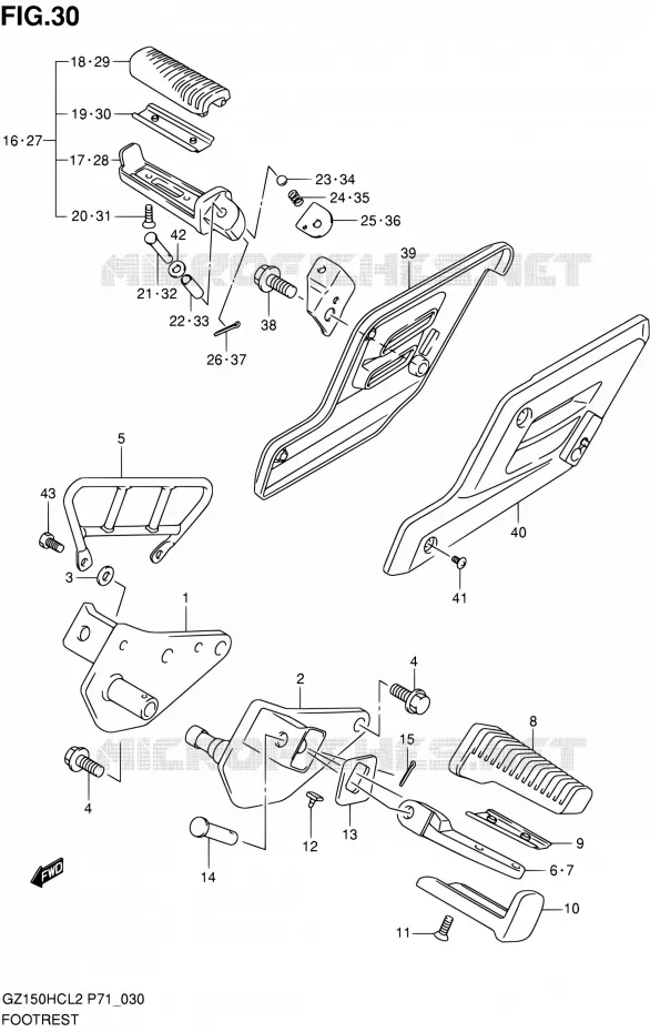 FOOTREST Suzuki MOTO 150 GZ 2012  GZ150HC L2 (P71)