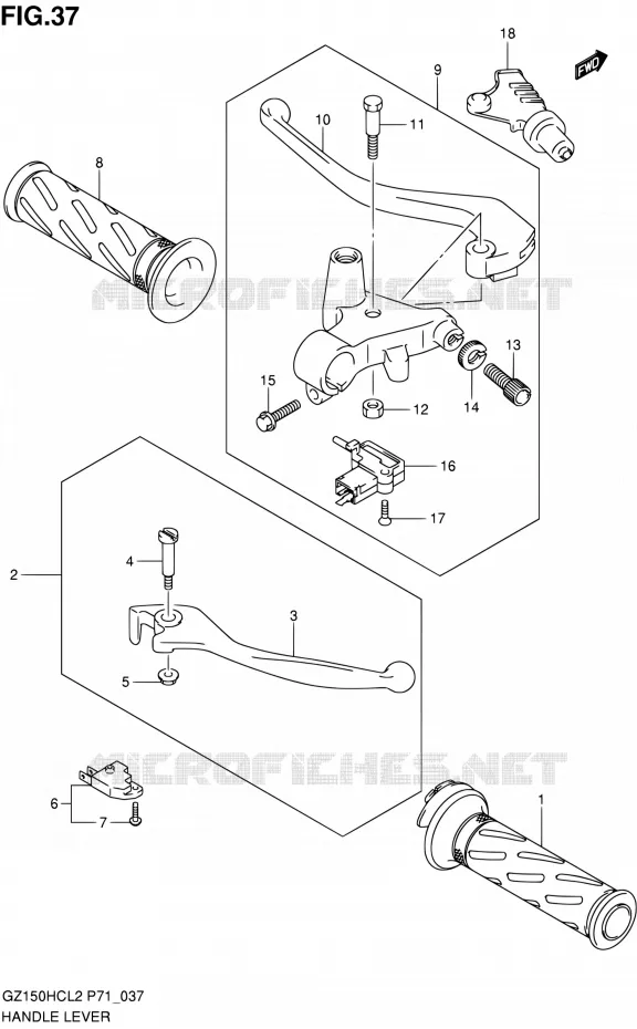 HANDGRIPS - LEVERS  Suzuki MOTO 150 GZ 2012  GZ150HC L2 (P71)