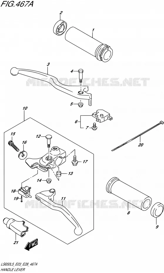 HANDGRIPS - LEVERS  Suzuki MOTO 650 BOULEVARD 2015  LS650 L5 (E03,E28,E33)
