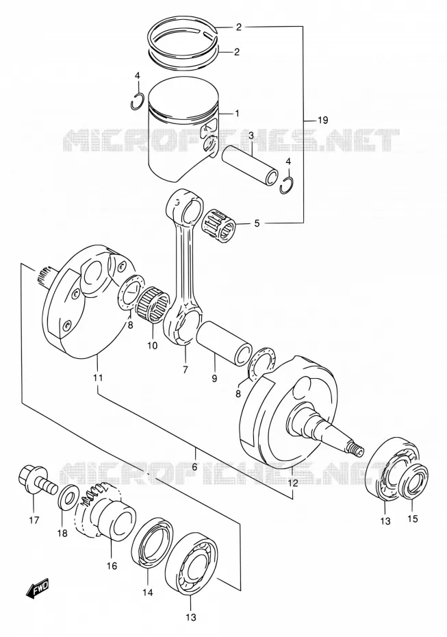 CRANKSHAFT Suzuki MOTO 250 RM 2000  RM250 Y (E02)
