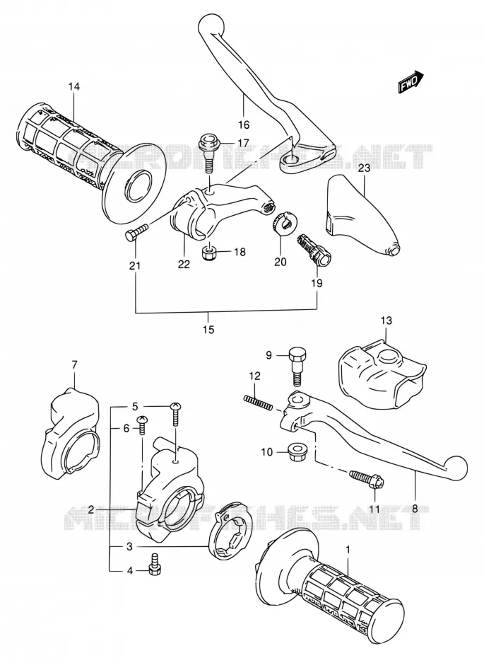 HANDGRIPS - LEVERS  Suzuki MOTO 250 RM 2000  RM250 Y (E02)