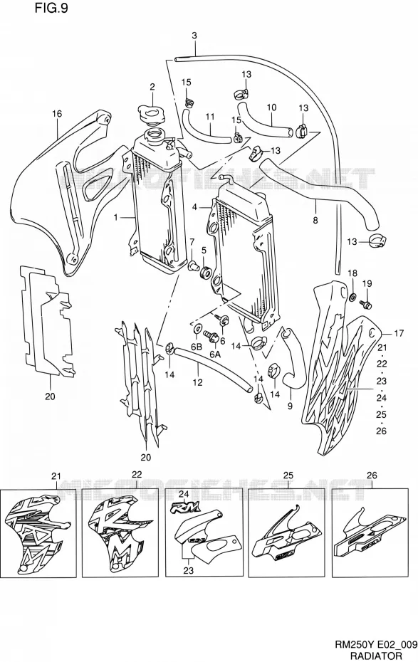 RADIATOR Suzuki MOTO 250 RM 2000  RM250 Y (E02)