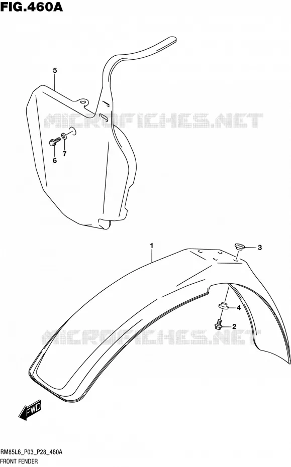 FRONT FENDER Suzuki MOTO 85 RM 2016  RM85 L6 (P03,P28)