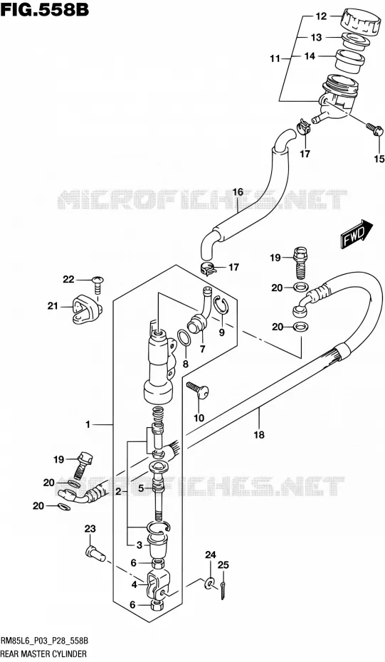 REAR MASTER CYLINDER (RM85L6 P28) Suzuki MOTO 85 RM 2016  RM85 L6 (P03,P28)
