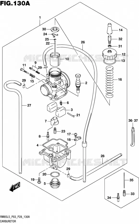 CARBURETOR Suzuki MOTO 85 RM 2015  RM85L L5 (P03,P28,P33)