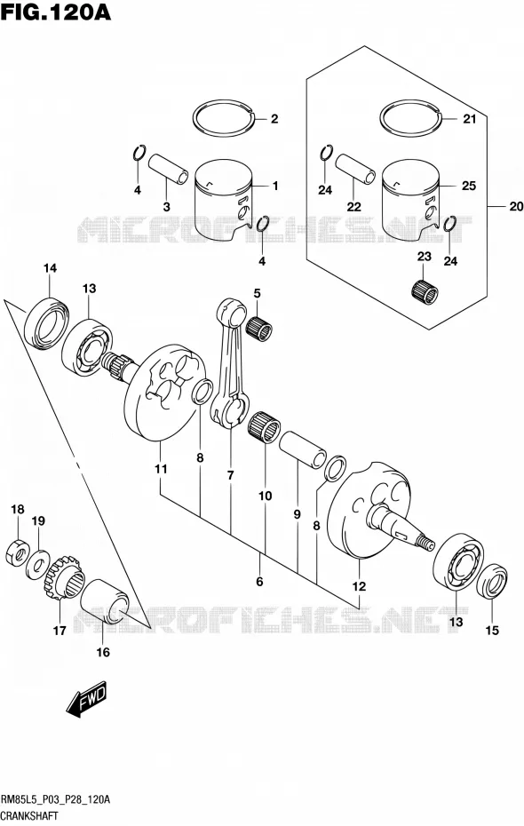 CRANKSHAFT Suzuki MOTO 85 RM 2015  RM85L L5 (P03,P28,P33)