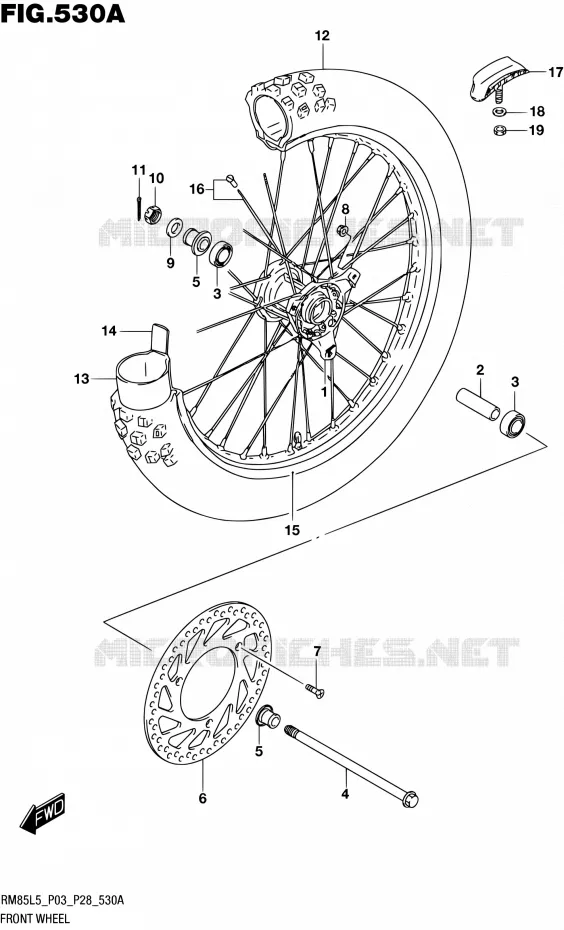 FRONT WHEEL (RM85L5 P03) Suzuki MOTO 85 RM 2015  RM85L L5 (P03,P28,P33)