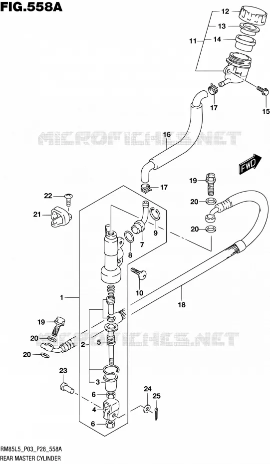 REAR MASTER CYLINDER (RM85L5 P03) Suzuki MOTO 85 RM 2015  RM85L L5 (P03,P28,P33)