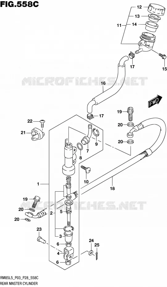 REAR MASTER CYLINDER (RM85LL5 P28) Suzuki MOTO 85 RM 2015  RM85L L5 (P03,P28,P33)