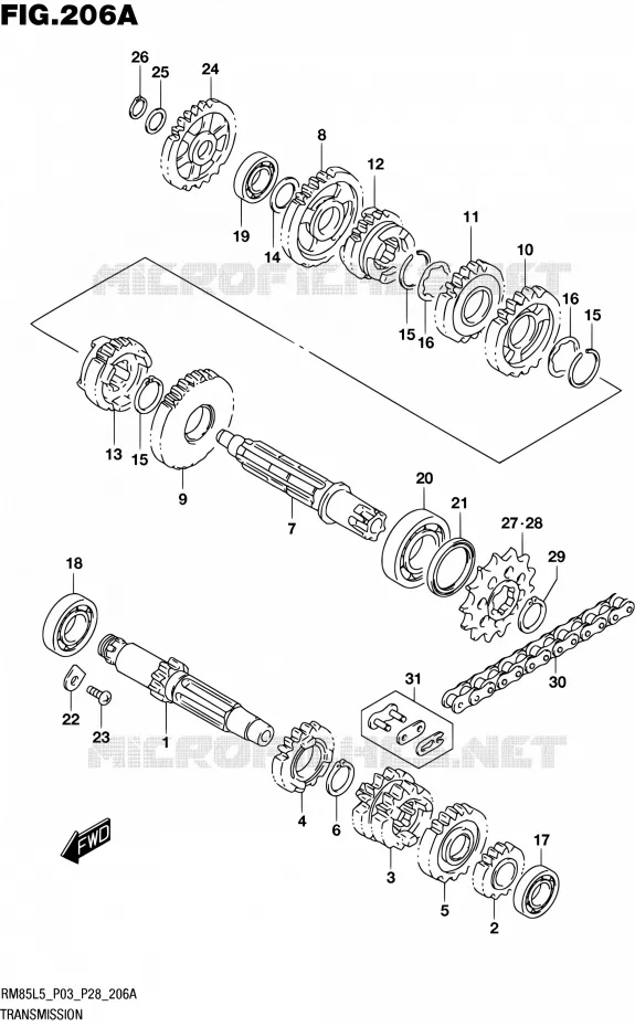 TRANSMISSION (RM85L5 P03) Suzuki MOTO 85 RM 2015  RM85L L5 (P03,P28,P33)