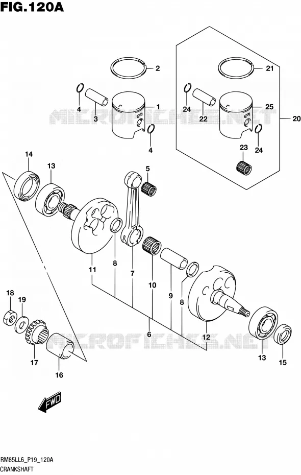 CRANKSHAFT Suzuki MOTO 85 RM 2016  RM85L L6 (P19)