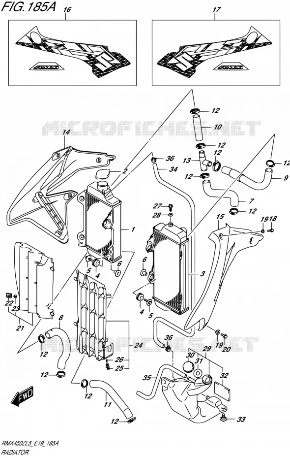 RADIATOR Suzuki MOTO 450 RMX 2015  RMX450Z L5 (E19)