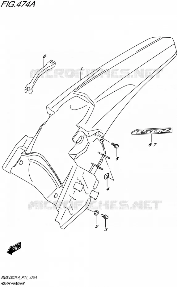 REAR FENDER Suzuki MOTO 450 RMX 2015  RMX450Z L5 (E71)