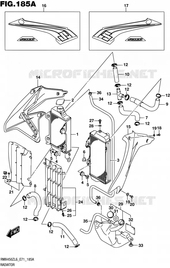 RADIATOR Suzuki MOTO 450 RMX 2016  RMX450Z L6 (E71)