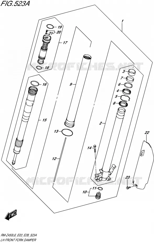FRONT LEFT FORK LEG Suzuki MOTO 450 RM-Z 2016  RM-Z450 L6 (E03,E28)