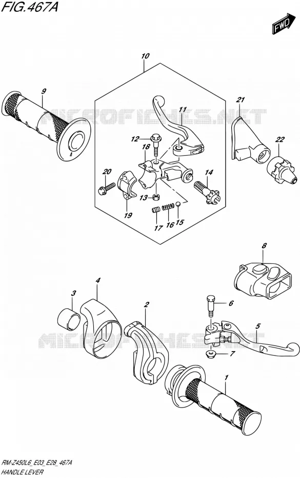 HANDGRIPS - LEVERS  Suzuki MOTO 450 RM-Z 2016  RM-Z450 L6 (E03,E28)