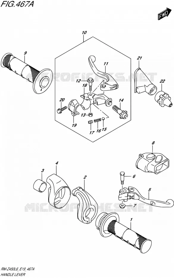 HANDGRIPS - LEVERS  Suzuki MOTO 450 RM-Z 2016  RM-Z450 L6 (E19)