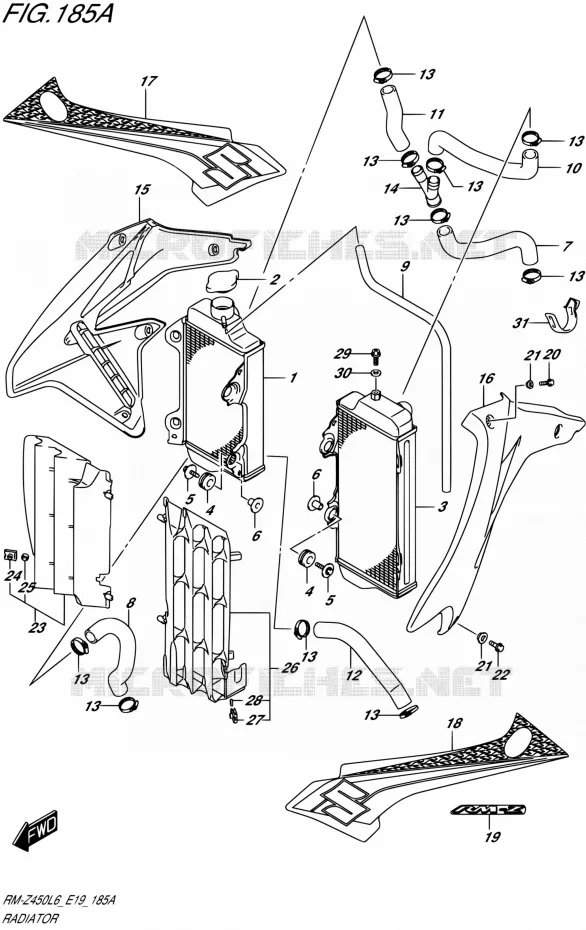 RADIATOR Suzuki MOTO 450 RM-Z 2015  RM-Z450 L6 (E19)