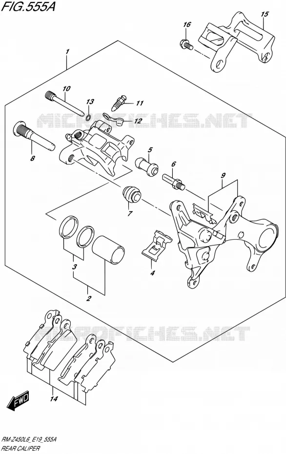 REAR CALIPER Suzuki MOTO 450 RM-Z 2015  RM-Z450 L6 (E19)