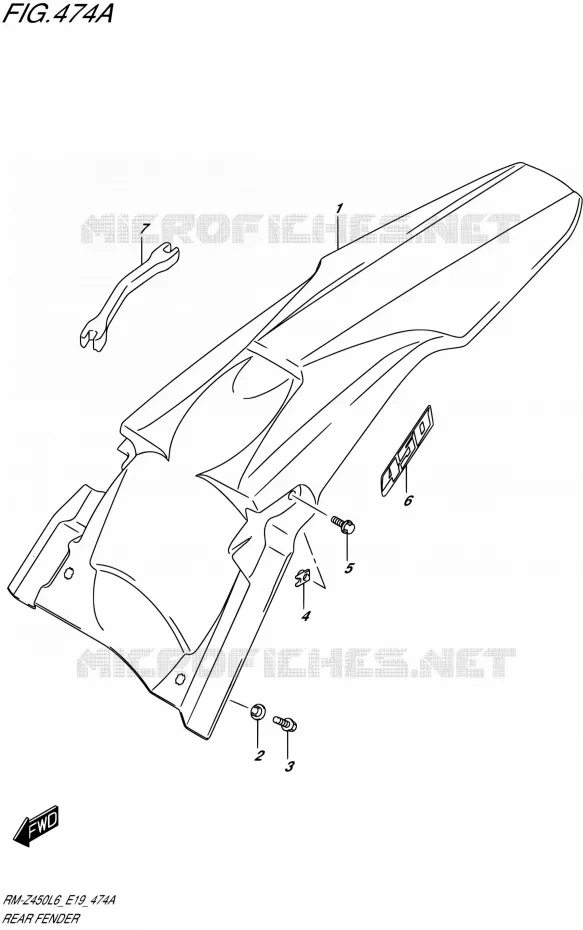 REAR FENDER Suzuki MOTO 450 RM-Z 2016  RM-Z450 L6 (E19)