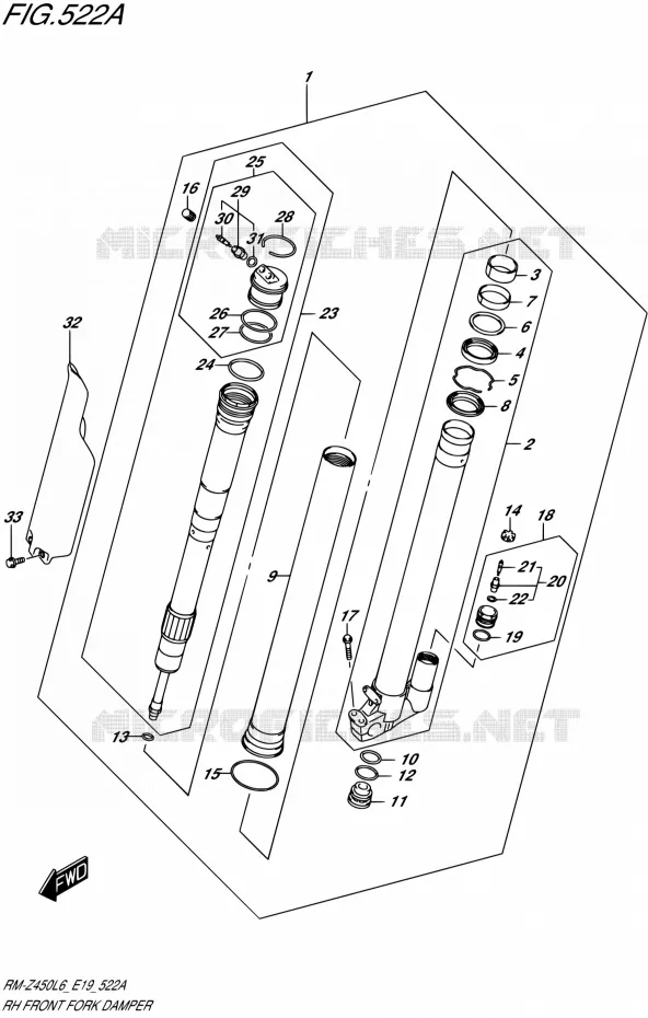RIGHT FRONT FORK LEG Suzuki MOTO 450 RM-Z 2016  RM-Z450 L6 (E19)