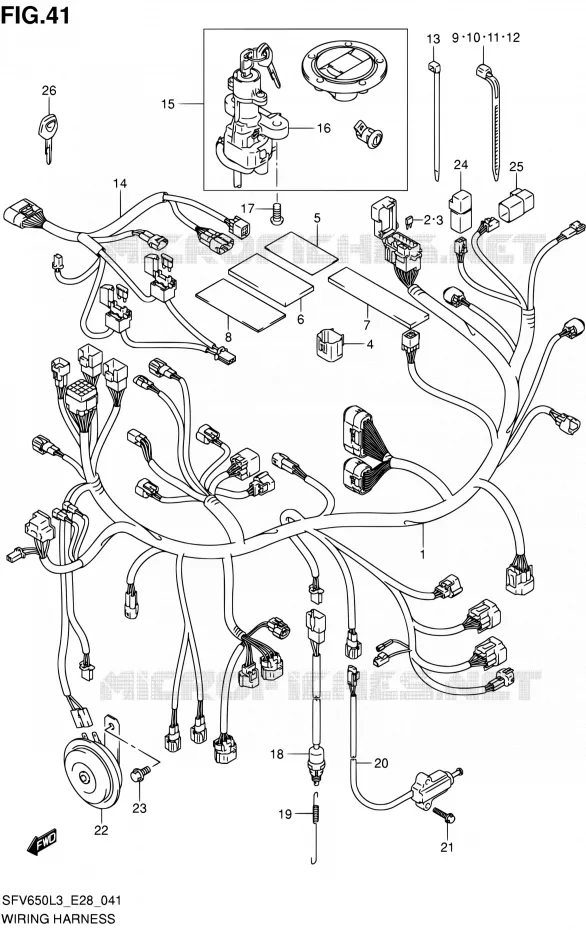 WIRING HARNESS (SFV650AL3 E28) Suzuki MOTO 650 GLADIUS 2013  SFV650 L3 (E28)