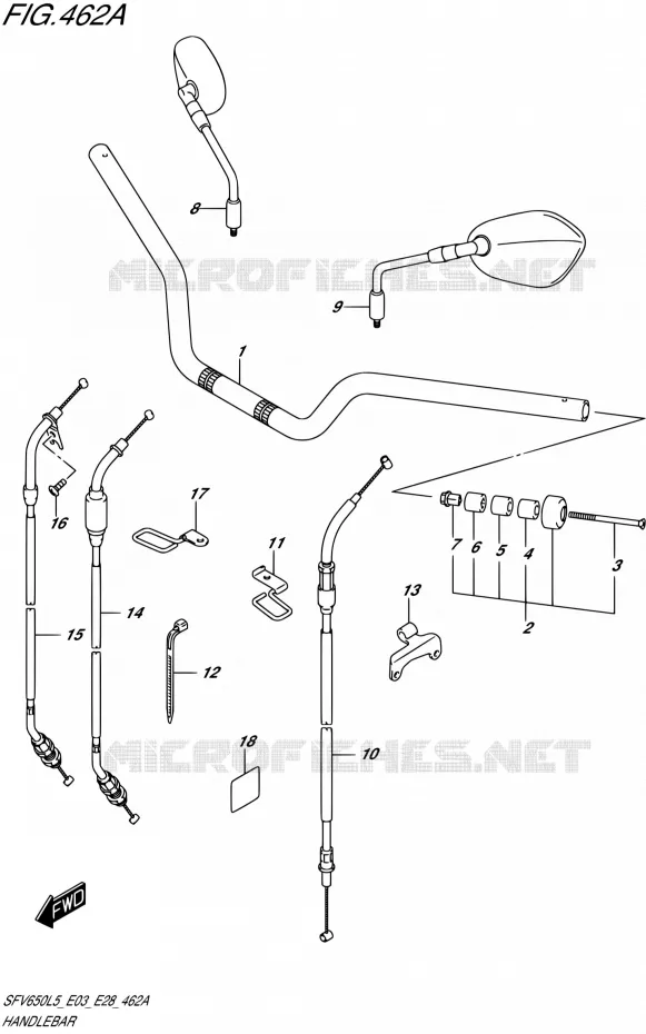 HANDLEBAR Suzuki MOTO 650 GLADIUS 2015  SFV650A L5 (E03,E28,E33)