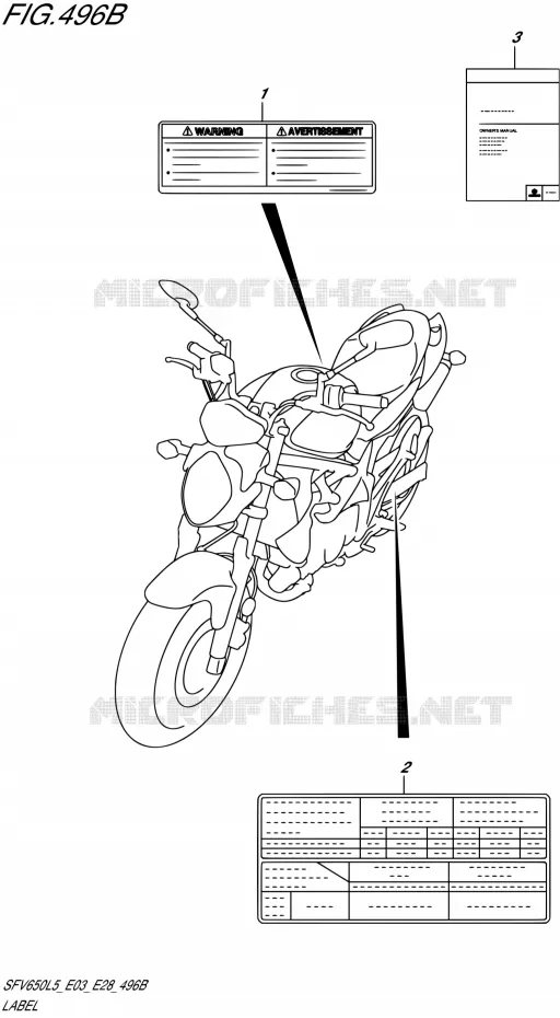 LABEL (SFV650L5 E28) Suzuki MOTO 650 GLADIUS 2015  SFV650A L5 (E03,E28,E33)