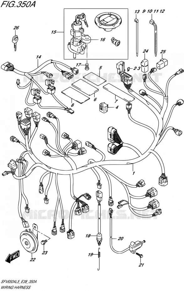 WIRING HARNESS Suzuki MOTO 650 GLADIUS 2015  SFV650A L5 (E38)